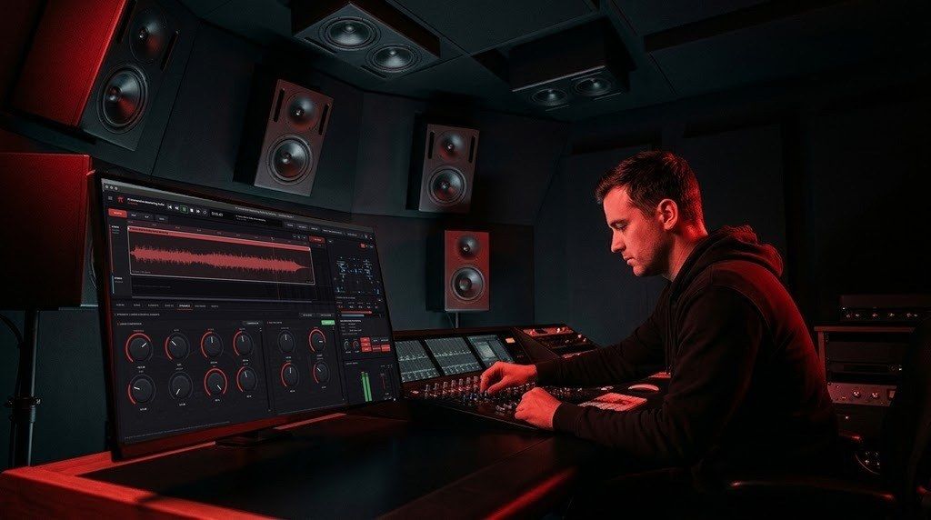 Mastering engineer in an immersive studio